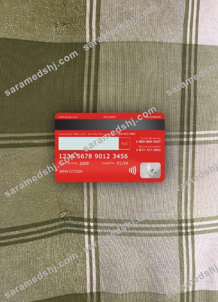 USA Wells Fargo bank visa debit card photolook back